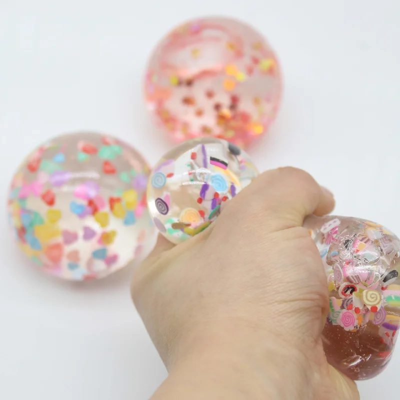 Цветные блестки регулируемый мяч для сжатия взрослых снятие стресса мягкая