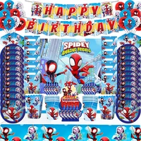 spiderman and his friend theme birthday party decoration disposable tableware paper plate balloon cake topper kid party supply