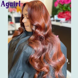 Imported 13X6 Reddish Brown Lace Frontal Body Wave Wig Brazilian Wavy 13X4 Lace Front Human Hair Wigs Transpa