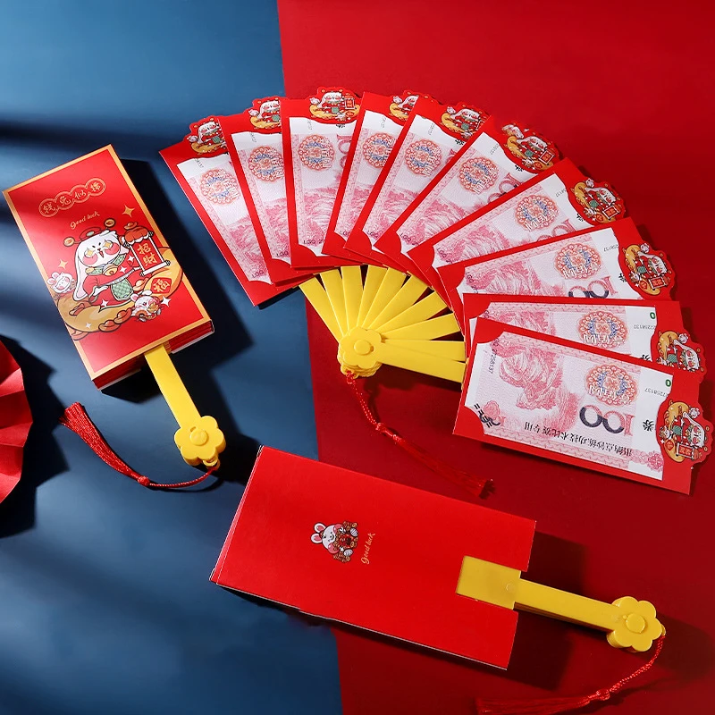 

New Chinese New Year Red Envelopes Fan Shape Hongbao Chinese Spring Festival Red Pockets Best Wish Lucky Money Pockets Gift