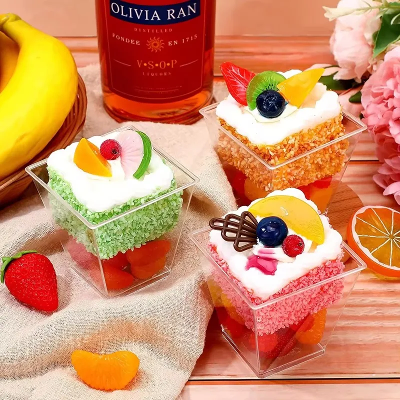 50 шт. квадратные мини-десертные чашки с ложками 60 мл