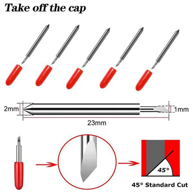 25Pcs 45 Degree for Roland Cutting Plotter Vinyl Cutter Knife Blade High Hardness Tungsten Carbide Machine Tool