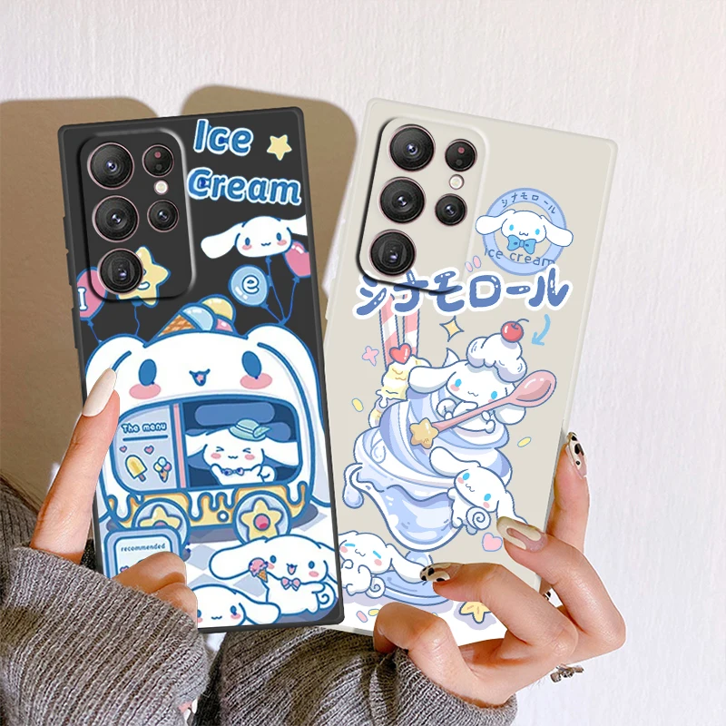 

Cartoon Cute Dog Cinnamoroll Phone Case For Samsung Galaxy S23 S22 S21 S20 Pro FE S10 Note 20 10 Plus Ultra Liquid Rope