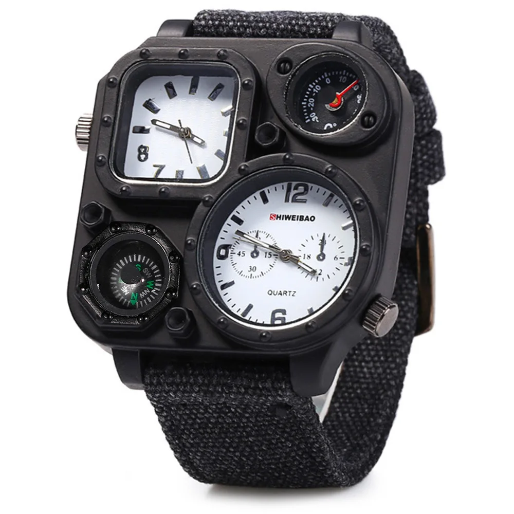 

Men Watch Fashion Multi-function Large Watch Dial Calendar Business Leisure Multi Time Zone Dial Sports Denim Belt Quartz Watch