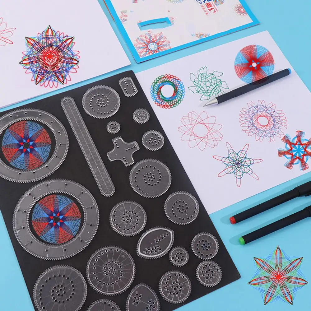 

22pcs Spirograph Drawing Toys Set Interlocking Gears & Wheels Geometric Ruler Drawing Accessories Creative Educational Kids Toy