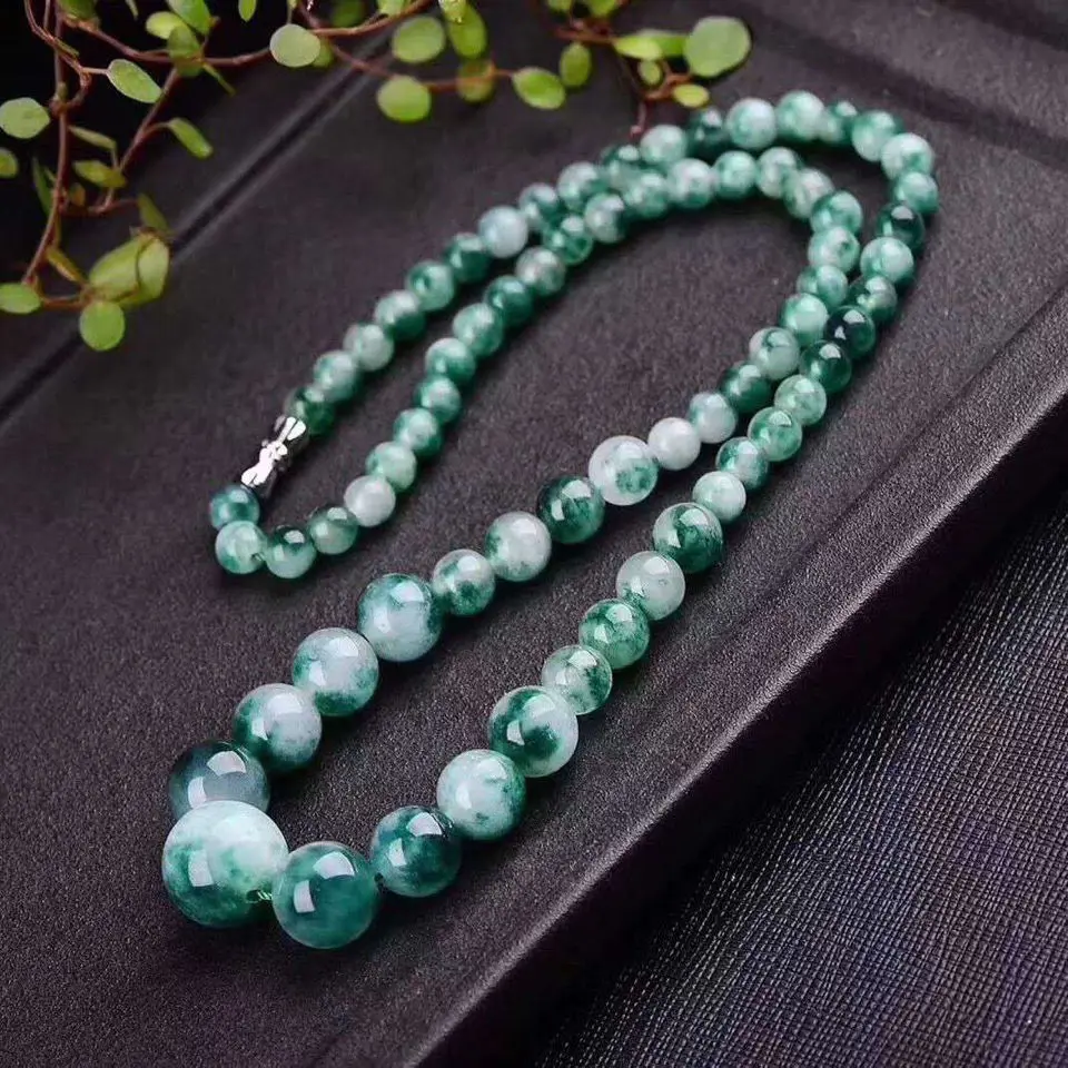 

Natural Jade Beaded Necklace Women Fine Jewelry Accessories Genuine Myanmar Jadeite Ice Floating Jades Stone Chokers Necklaces