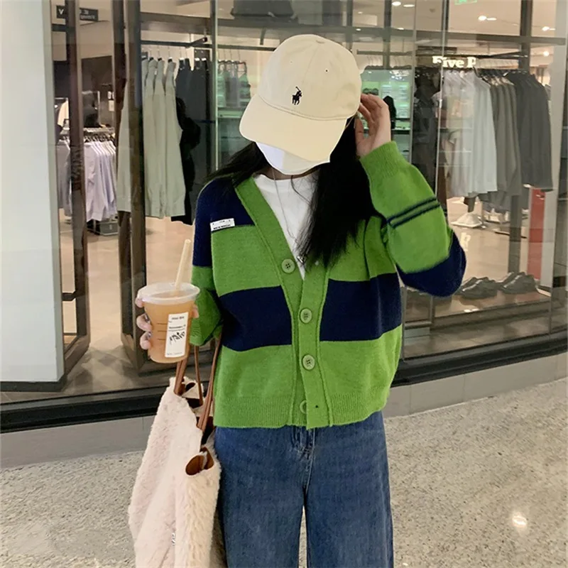 

Цветной женский осенний Новый Ретро ленивый дизайнерский короткий свитер Женское пальто женская одежда