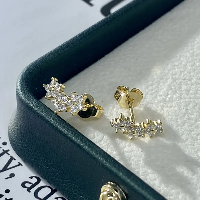 Фото Серьги-гвоздики Anziw 2026 New D Color с муассанитом в форме цветка, лабораторные бриллианты, серьги-пирсинг для женщин, подарки на День святого Валентина №2