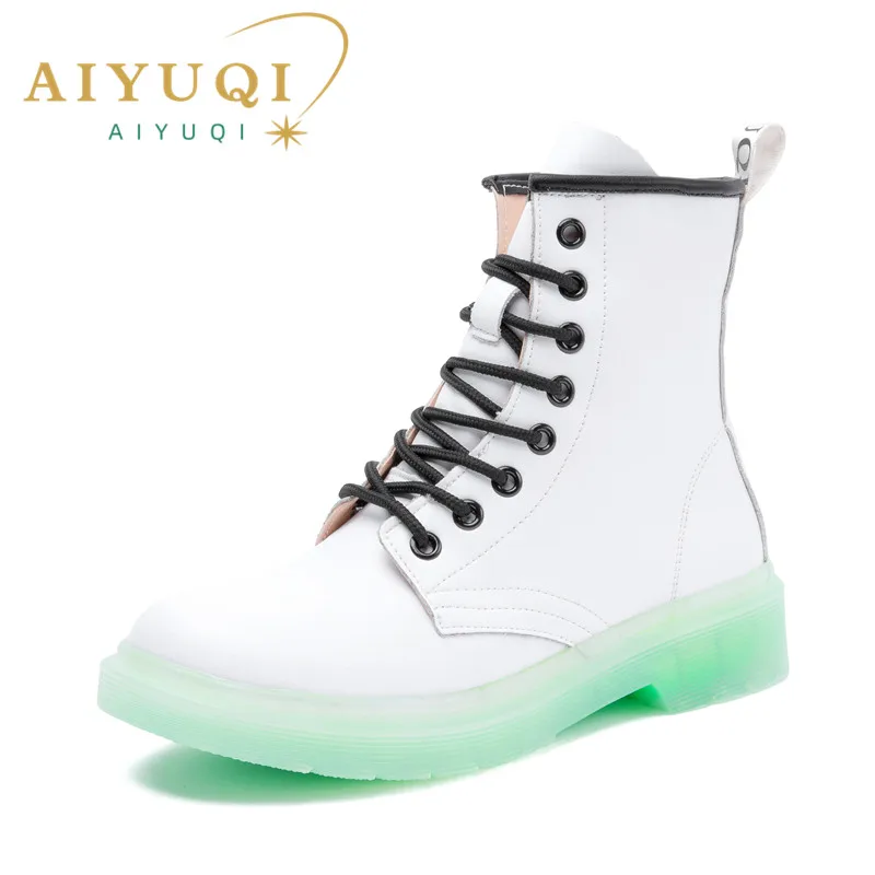 

AIYUQI Female Martin shoes Women Winter Boots Shoes Fur 2022 New Genuine Leather Fashion Ankle Boots Student Flat