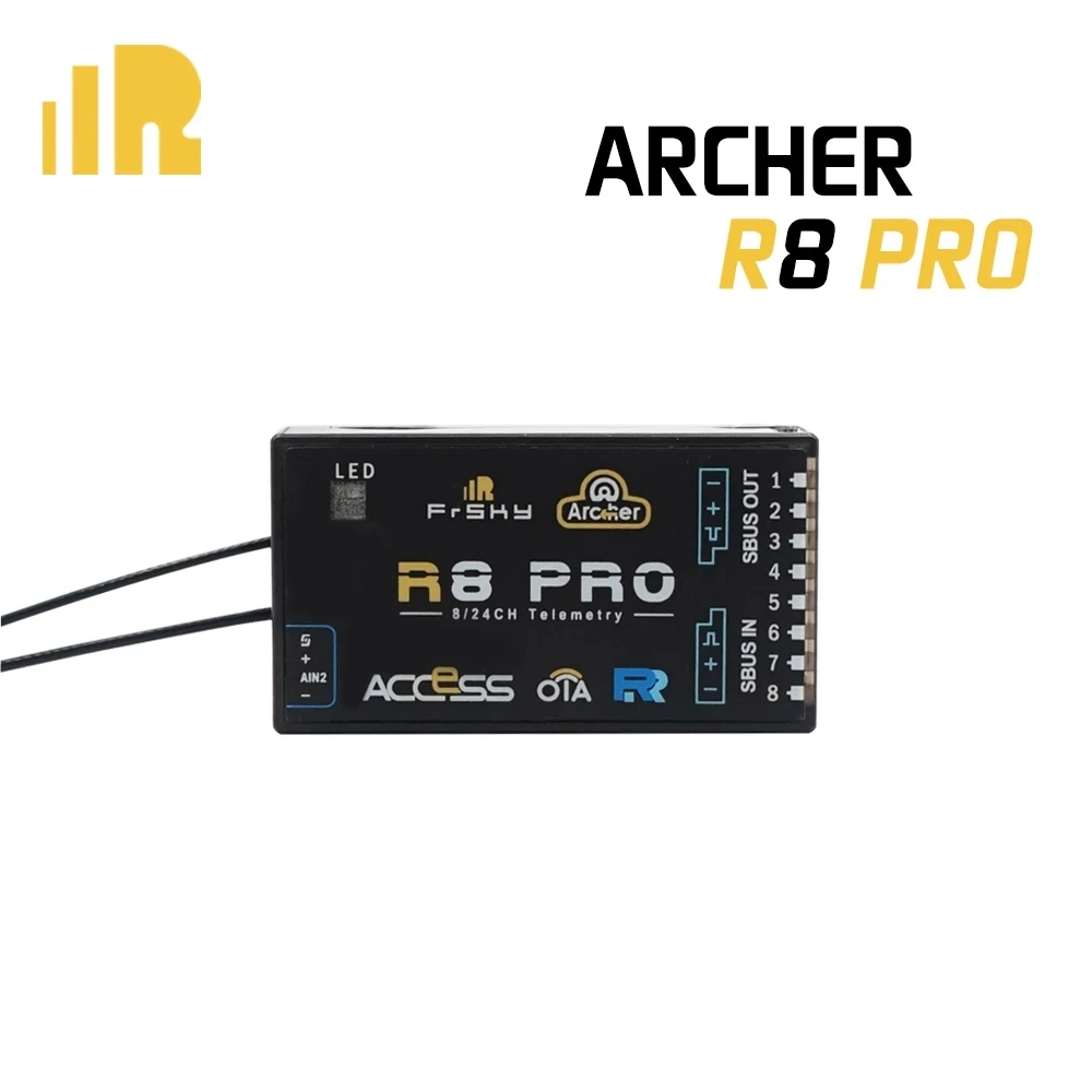 

FrSky ARCHER R8 Pro OTA 2.4GHz 8/24CH ACCESS S.Port/F.Port PWM SBUS Output Full Range Telemetry Receiver fo X9D X12 X20 X20S