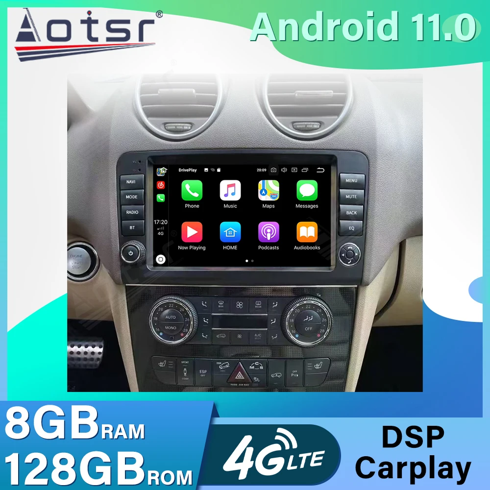 

GPS Navigation Car Radio For Mercedes Benz ML GL 2006 - 2012 8+128G Android 11 Multimedia Player Auto Stereo Screen DSP Carplay