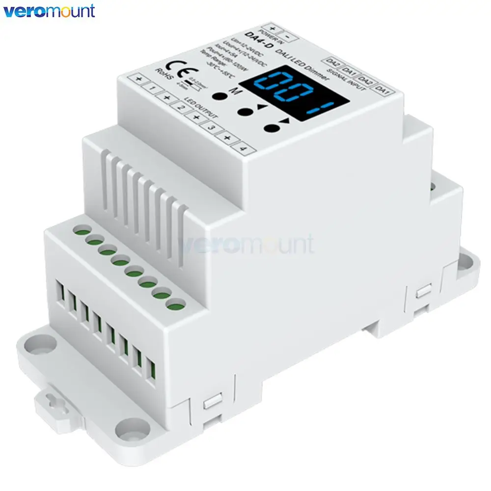 Фото Skydance DA4-D 4CH*5A 12-24VDC CV DALI Диммер (Din Rail) (DT6) PMW Диммирование 4x (60-120)W Драйвер для одноцветных полосовых светильников RGBW №2
