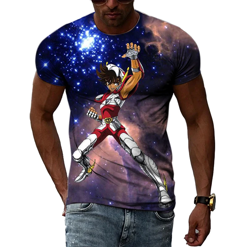 

Golden Warrior Saint Seiya Animation Theme Cool 3D Printed Men And Women Round Neck Short Sleeve Harajuku T-Shirt