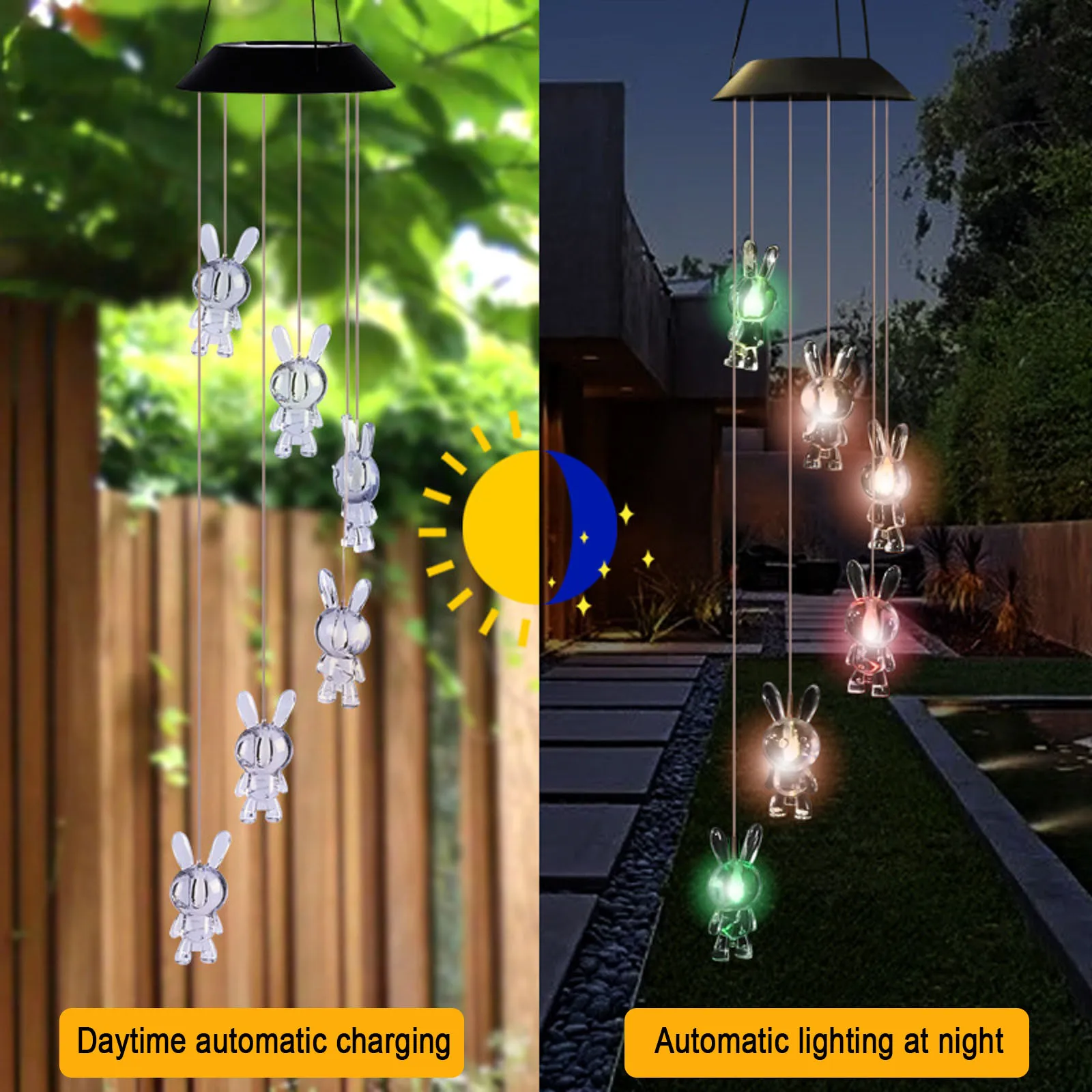 

Outdoor Solar Wind Chime Light LED Colorful Decorative Garden Old Folks Sausage Outdoor Wind Chimes Colorful Lighted Christmas