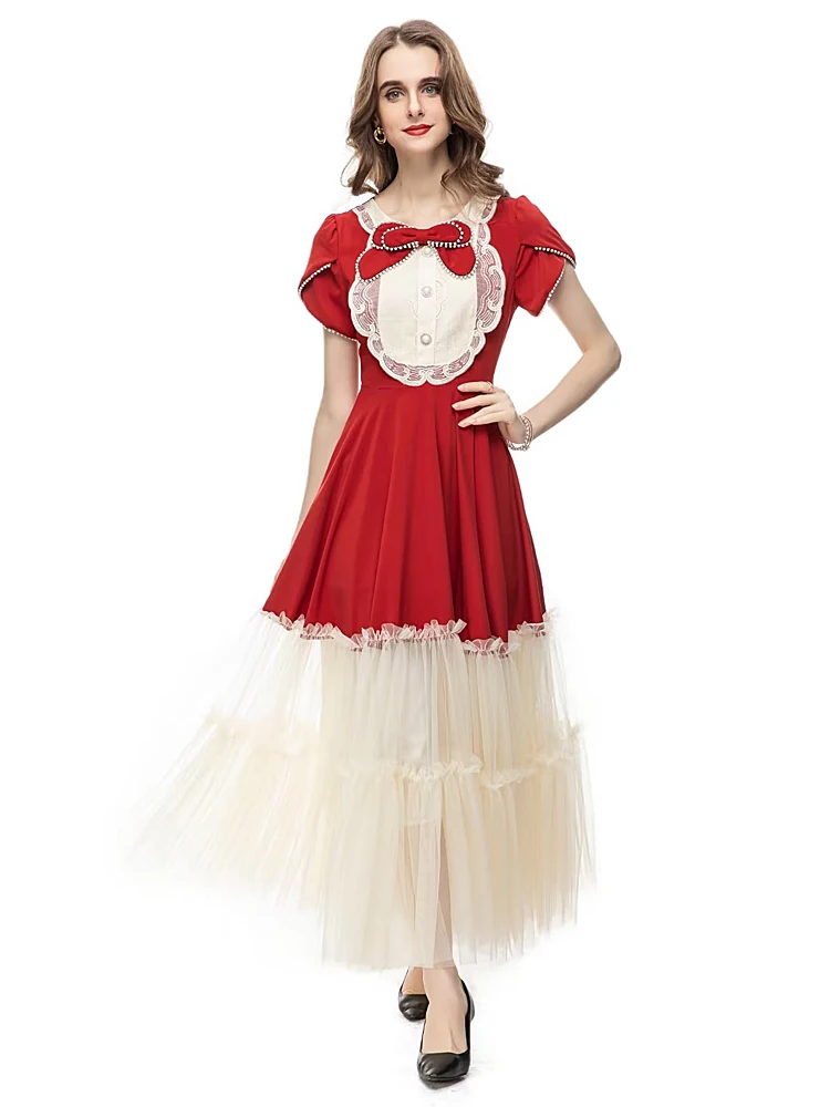 

Женское длинное облегающее платье, Элегантное повседневное красное Сетчатое платье с бусинами, лето