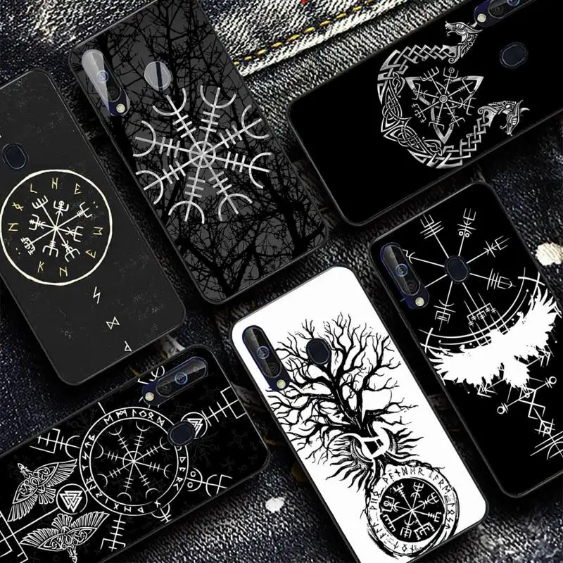 

Viking Vegvisir Odin Nordic black Phone Case for Samsung A51 01 50 71 21S 70 31 40 30 10 20 S E 11 91 A7 A8 2018