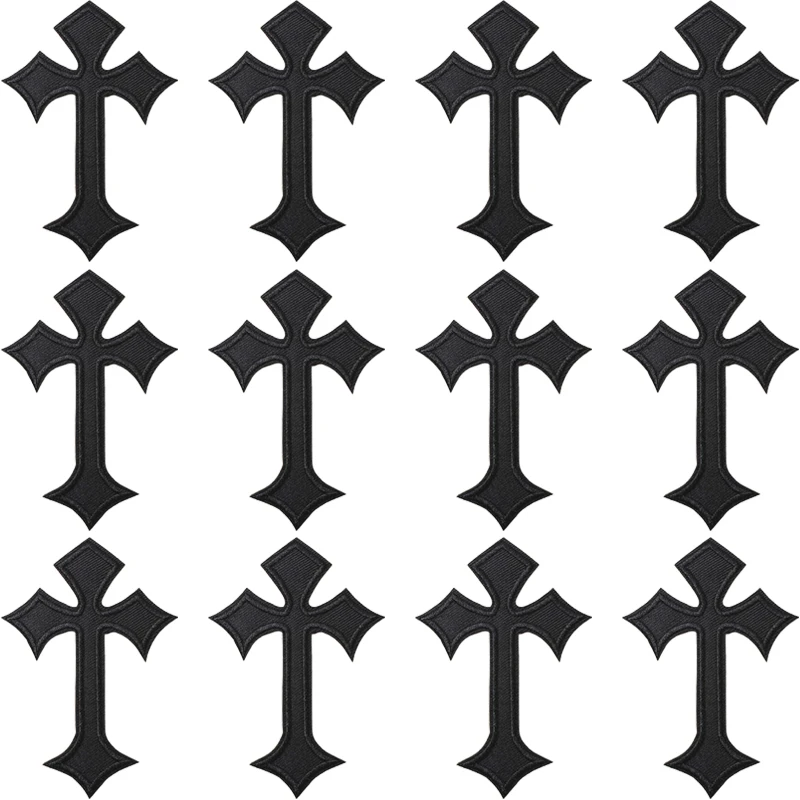 

10 Pcs Patches Iron On Crossfit For Clothing Lots Cross Embroidered Designer Parches Sew Bulk Wholesale Pack Thermocollant Diy