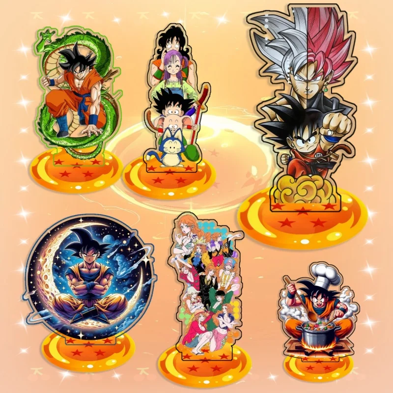 Фото Настольная акриловая фигурка 15 см: Сон Гоку, Бульма, Пуар, Чи-Чи из Dragon Ball. Сделано своими руками. Аниме-декор для рабочего стола. Подарок для фанатов. №1