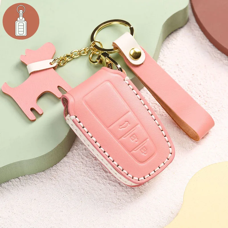 Pure beauty car key cover for Toyota Asian Dragon Camry female models fresh style key fob Genuine Leather Key case for car Color