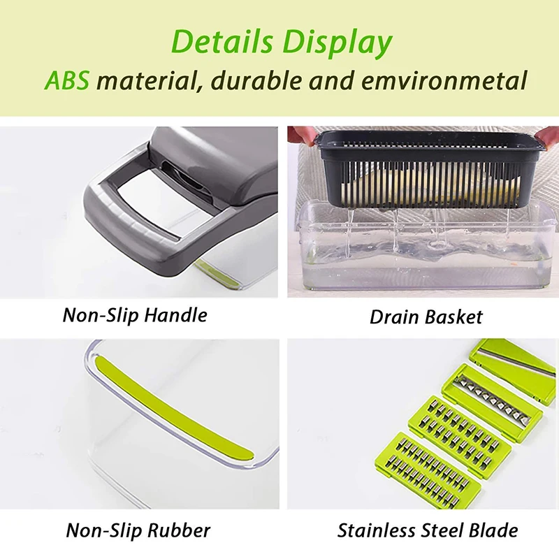 8 in 1 multifunctional vegetable cutter fruit slicer food shredders veget chopper with drain basket gadgets kitchen accessories free global shipping