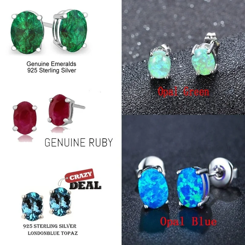 

Mini Small Oval Opal Stud Earrings Moissanite Stud Earrings for Women