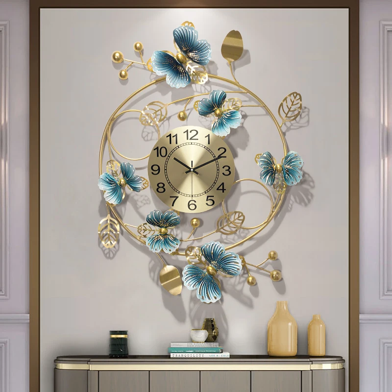 

Home Fashion Creative Wall Clock Living Room Home Decore Luxury Art Clocks Restaurant Phalaenopsis Decorative Wall Watch Metal