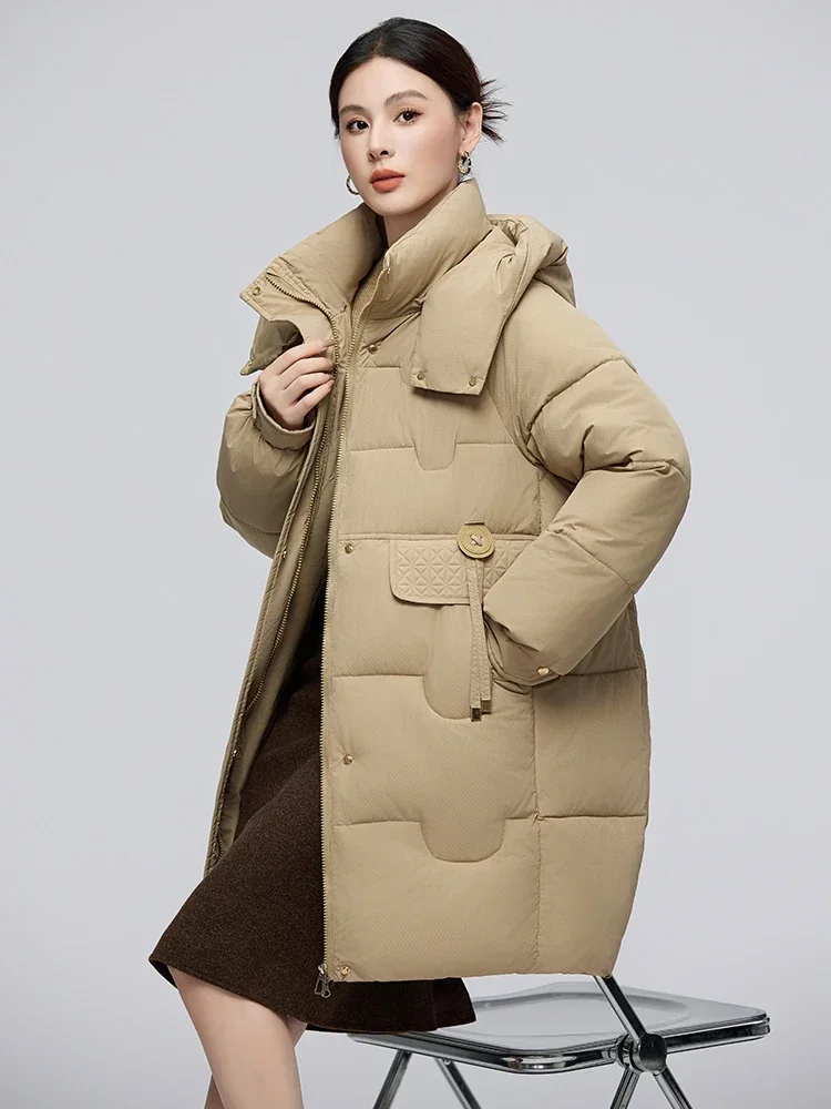 Новая Корейская зимняя одежда женские длинные парки однотонная куртка-пуховик с