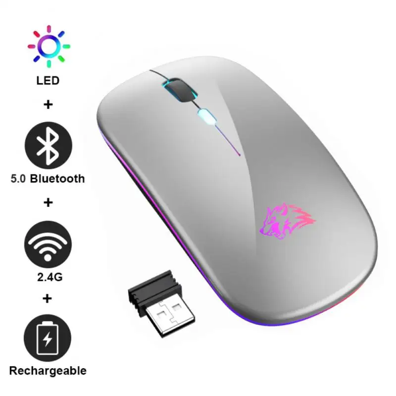 

Wireless Mouse RGB Rechargeable Bluetooth Mouse Computer 2.4Ghz Silent Mause LED Backlit Ergonomic Gaming Mouse For Laptop PC
