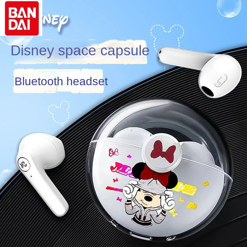 

Bandai Disney 2022 New Minnie Wireless Bluetooth Headphones Apple Android Universal Cartoon Cute HD Call In-Ear Headphones