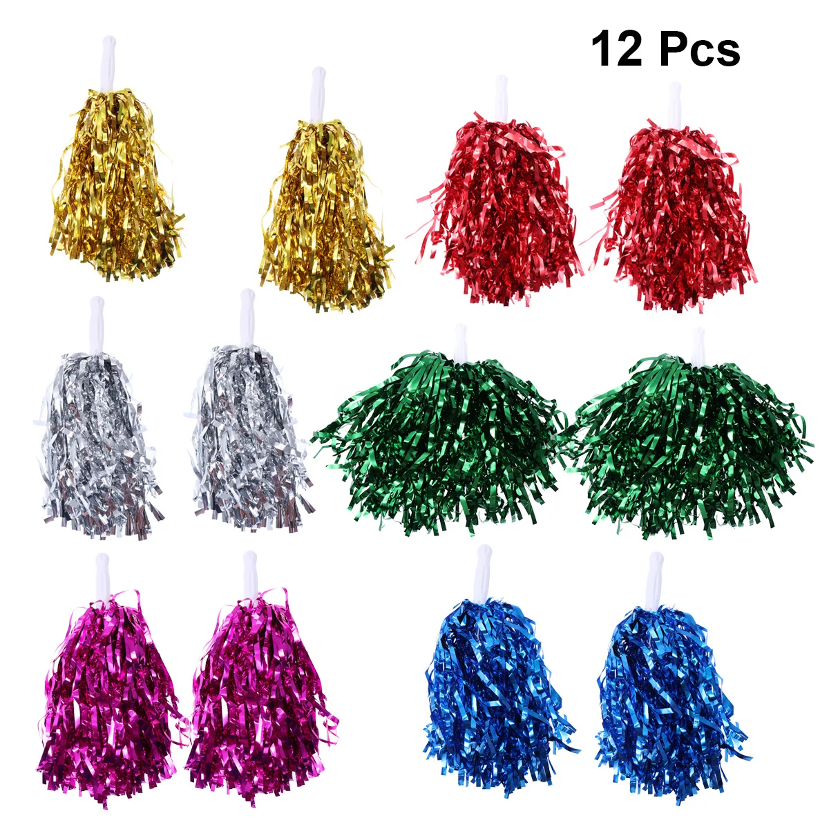 

12PCS Metallic Cheer Poms Cheer Squad Poms Pom Poms Diy Cheerleader Cheerleading Pom Poms Rooter Poms