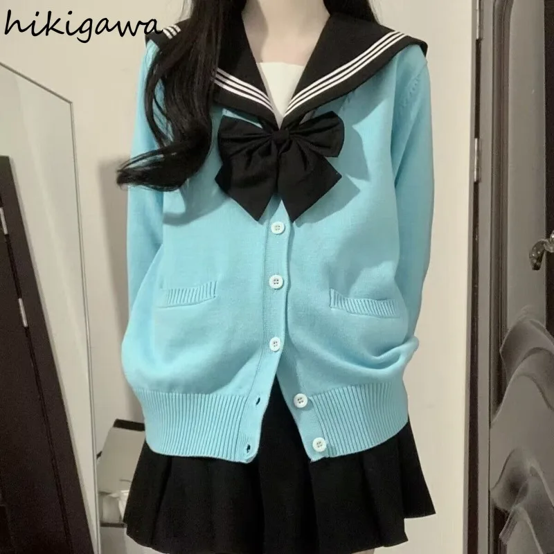 Кардиган женский оверсайз в японском стиле повседневный модный вязаный свитер