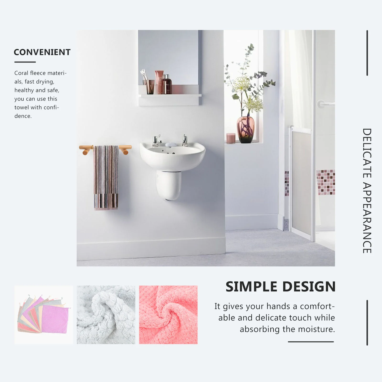 

Towels Hand Kitchen Hanging Dish Bathroom Bath Dry Clothsloopstowel Hotel Cloth Guest Shower Salon Drying Quick Fleece Coral