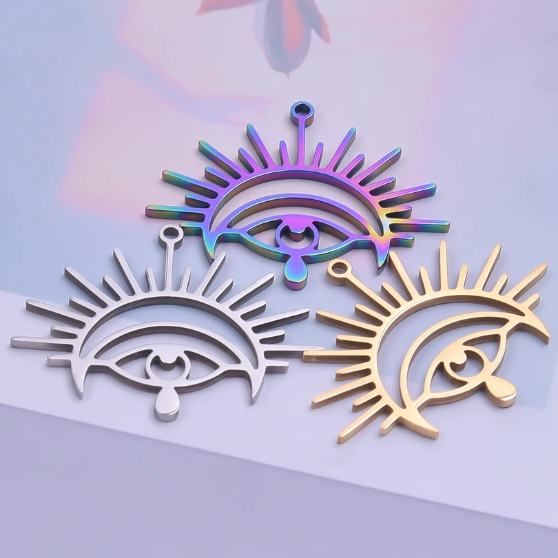 

6pcs/Lot Ojo Turco Bulk Charm For Jewelry Making Stainless Steel Pendant Turkish/Evil Eye Charm Breloque Pour Fabrication Bijoux