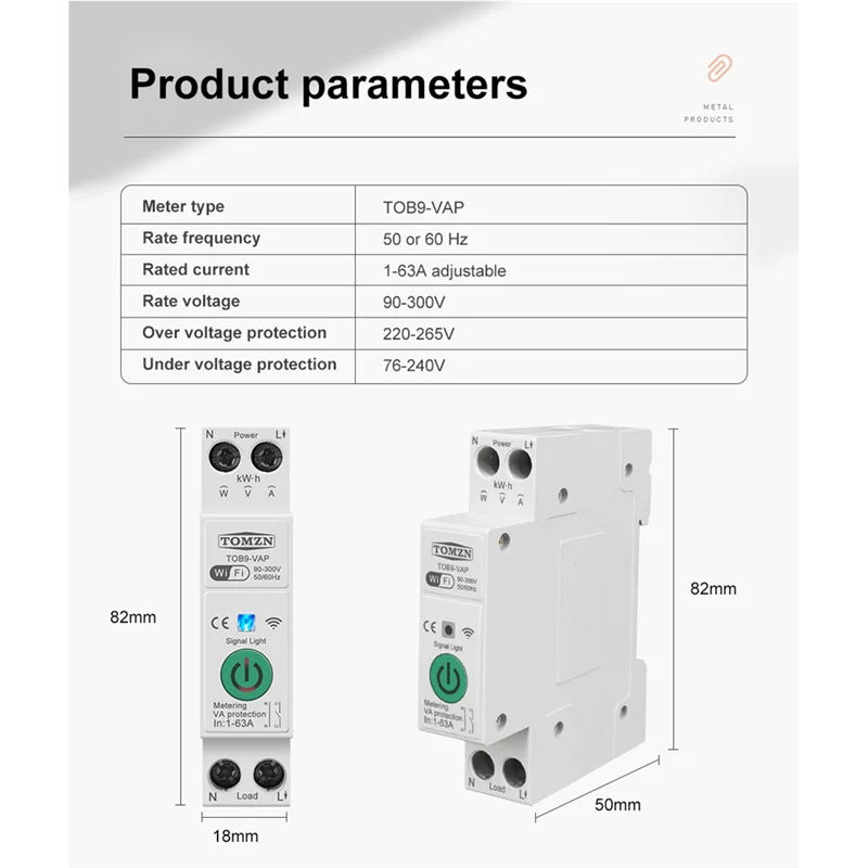 TOMZN 63A Tuya WiFi MCB автоматический выключатель защита от перегрузки по току и
