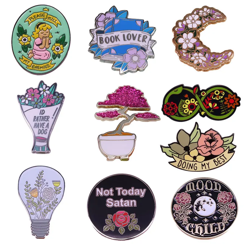 

Pretty Flowers Lapel Badge "Introduction With Flowers" Metal Enamel Pin Hoodie Backpack Hat Decorative Accessories Fans Gift