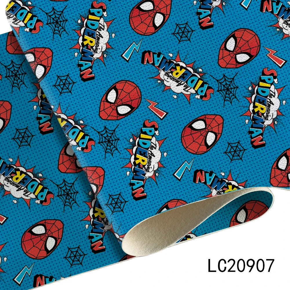 

Disney Spider Man 22*30CM Synthetic A4 Faux Leather Sheet Lychee Cross Printed for DIY Make Bows Gift Craft Decor Material