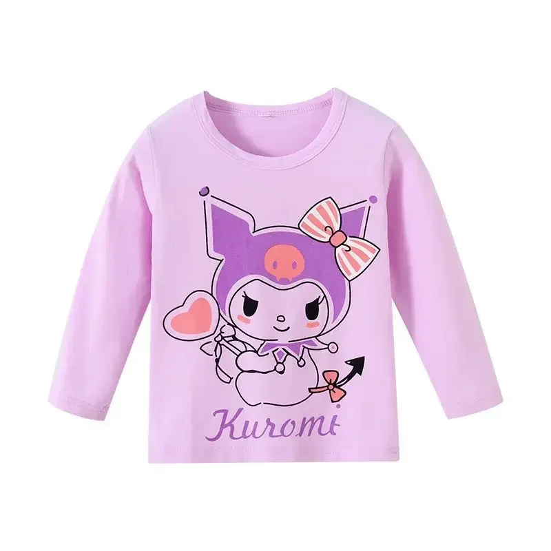 Sanrio Kawaii Anime Kuromi Толстовка с капюшоном Girl Heart Sweet Cute Cartoon Футболка длинными рукавами