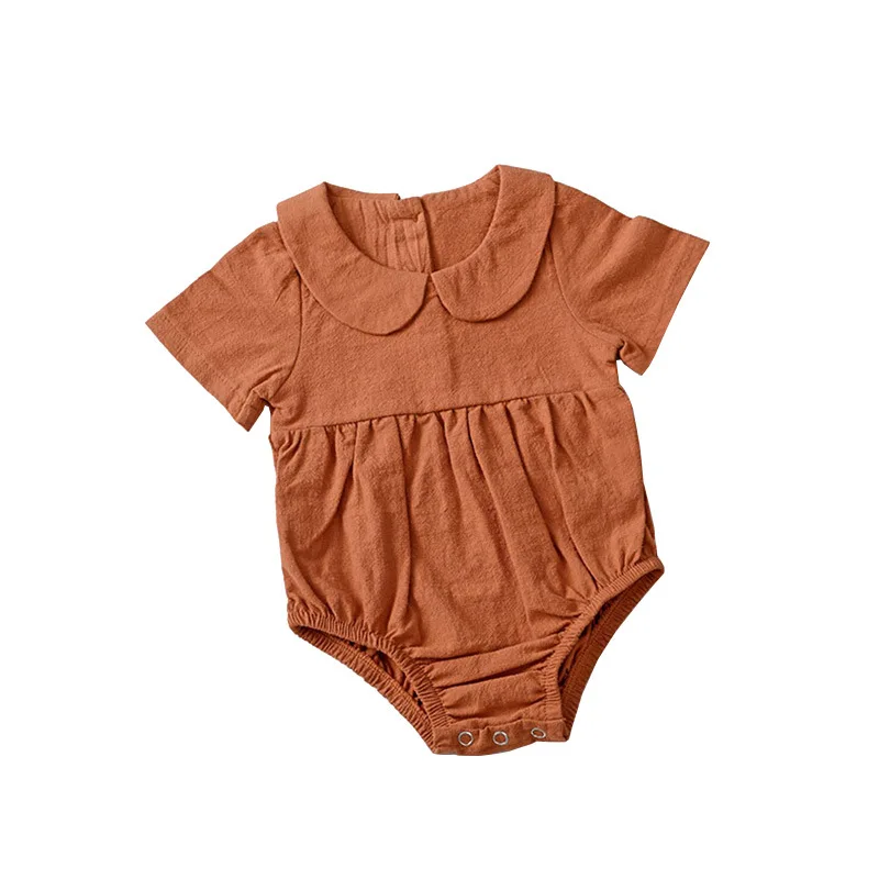 Summer New Children's Clothing Cotton Linen Solid Color Newborn Baby Jumpsuit Jumpsuit for Baby Girl Onesie Newborn Clothes
