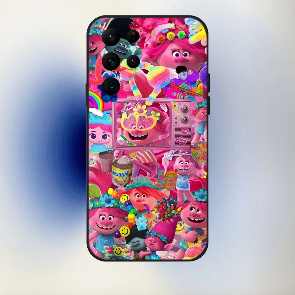 Чехол для телефона с рисунком Т-Тролли Samsung S24 23 22 30 21 10 9 Ultra Plus Lite FE 5G черный мягкий