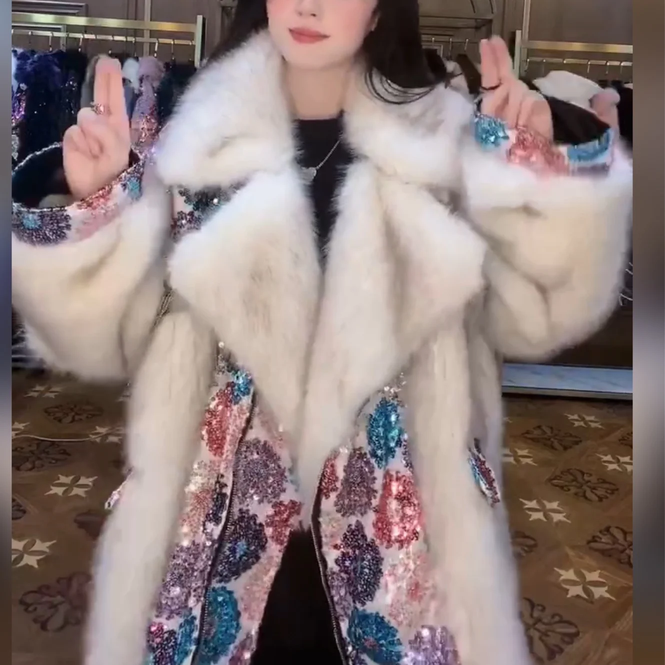 European Long Sleeve Female Toka Double Face Wool Leather Warm Fur Coat Women 2022 Winter New Streetwear Casual Trend Jacket