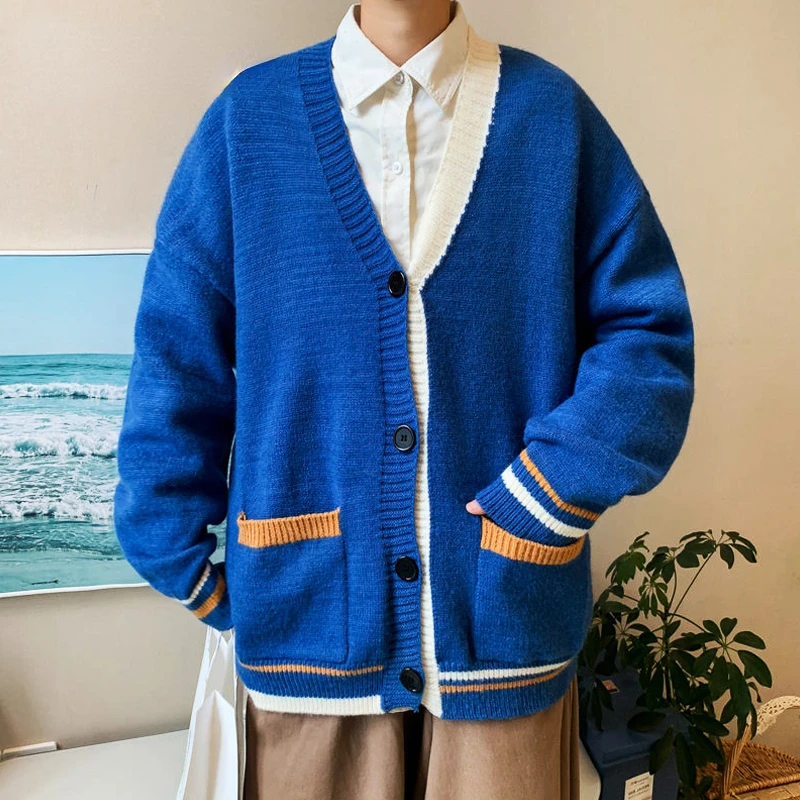 

Men's Women Knited White Yellow Cold Blouse Anime Cardigan Sweater Waistcoat Coats Patchwork Y2K Clothes For luxury Jumpers Men