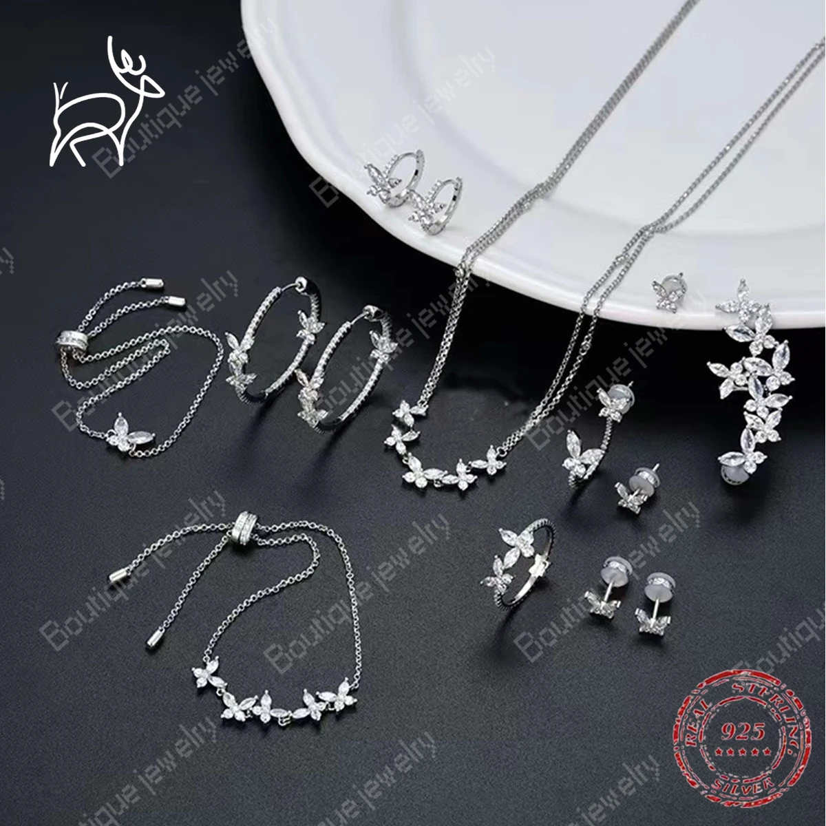 

March 2022 New Silver Butterfly Silver Necklace Bracelet, Moroccan Women's Banquet Jewelry, Gift Jewelry