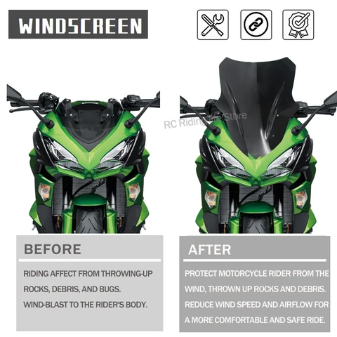 Ветрозащитный экран на лобовое стекло мотоцикла, защита от ветра для Kawasaki For Ninja 1000 1000SX 2020-2023 2024 Z1000SX 2017-2022