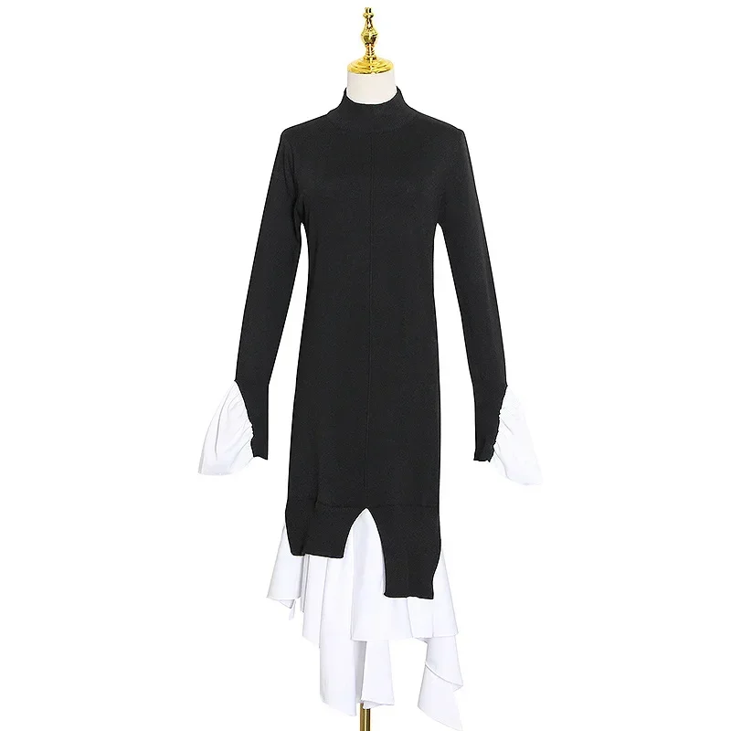 Элегантная женская трикотажная юбка осень 2023 новое свободное платье средней