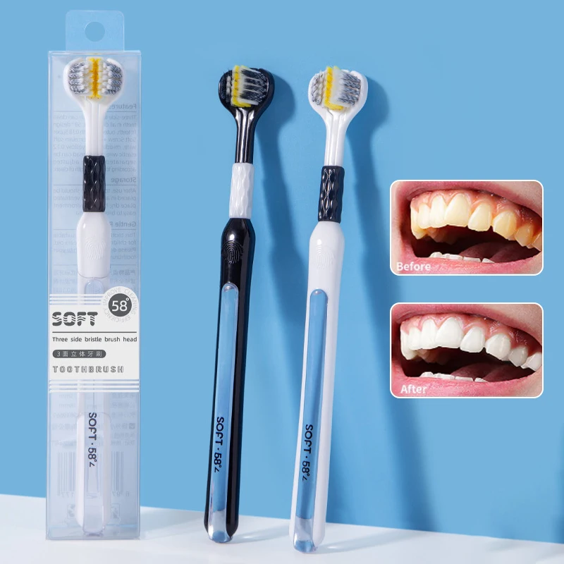 Трехсторонняя зубная щетка с мягкой щетиной для взрослых ультратонкой ухода за