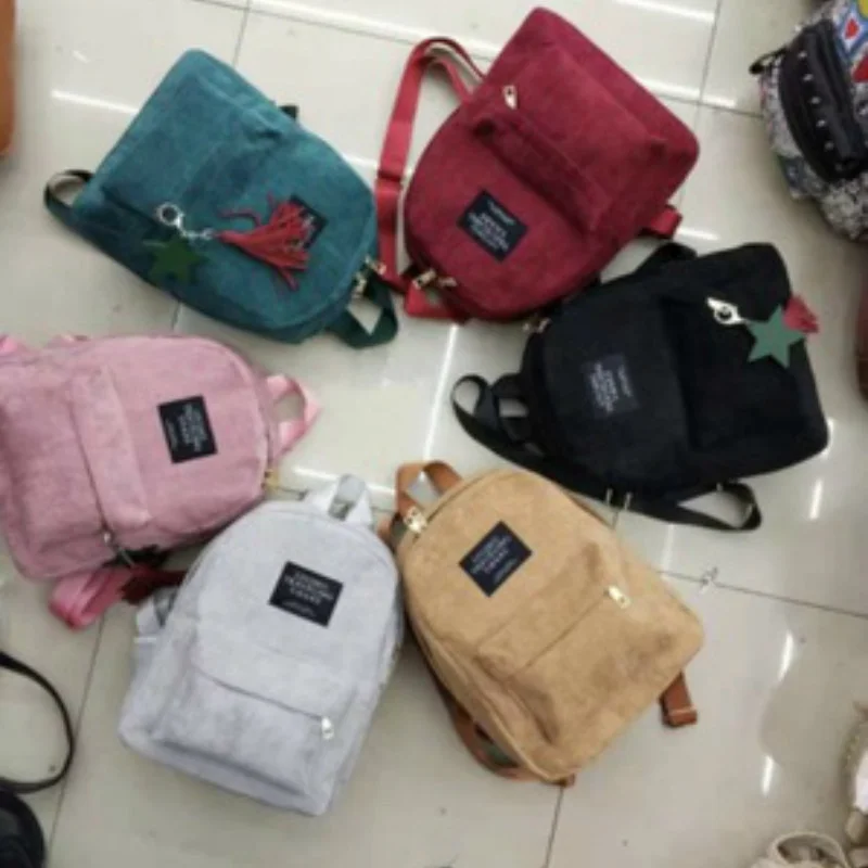 

Women Mini Corduroy Backpack Female Canvas Shoulder Bag Ladies Casual Small Travel Bags for Teenage Girls