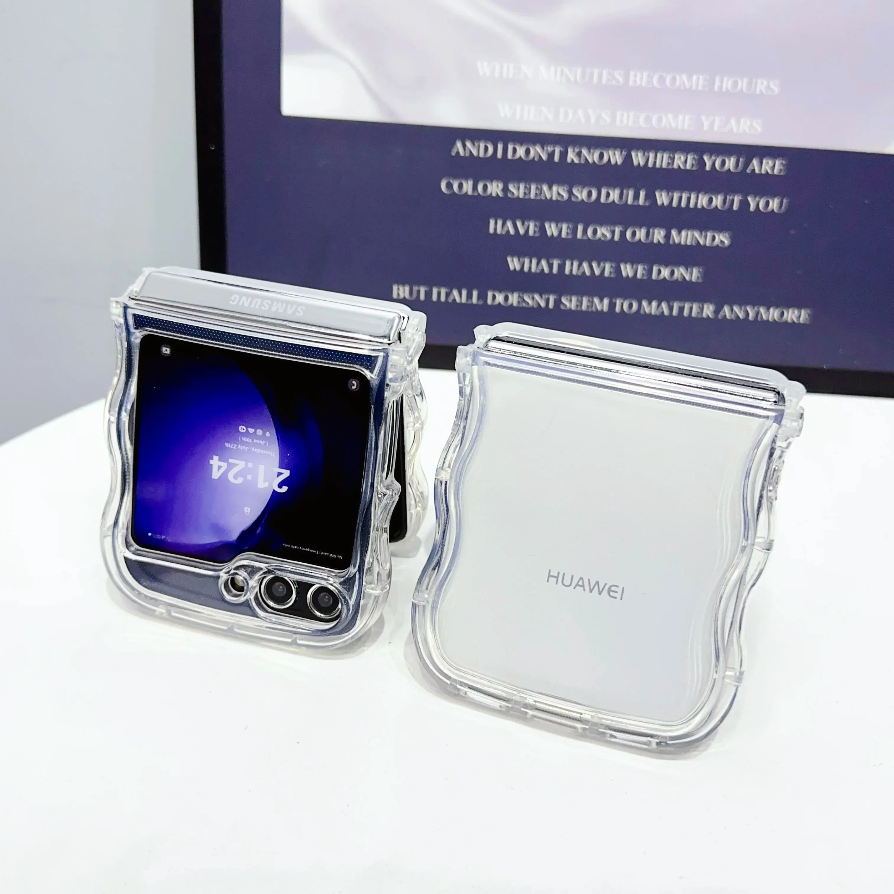 Оригинальный прозрачный чехол для телефона с волнистой рамкой Samsung Galaxy Z Flip 6 5 4 3