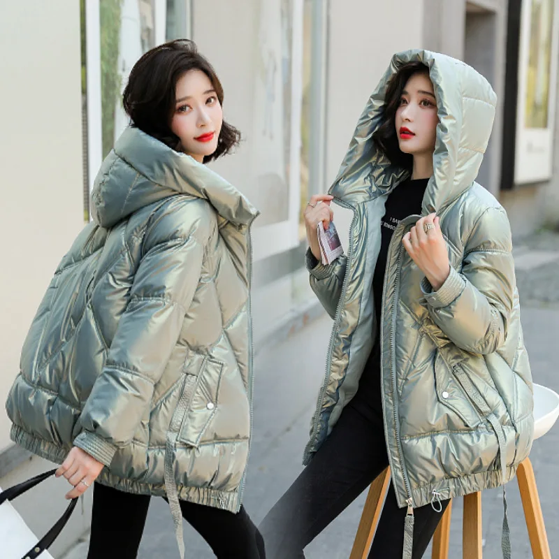 2023 Womens Winter Down Jacket Cotton Coats Long Loose Stand Collar Female Parkas Fashion Ladies Loose Oversize Warm Jackets