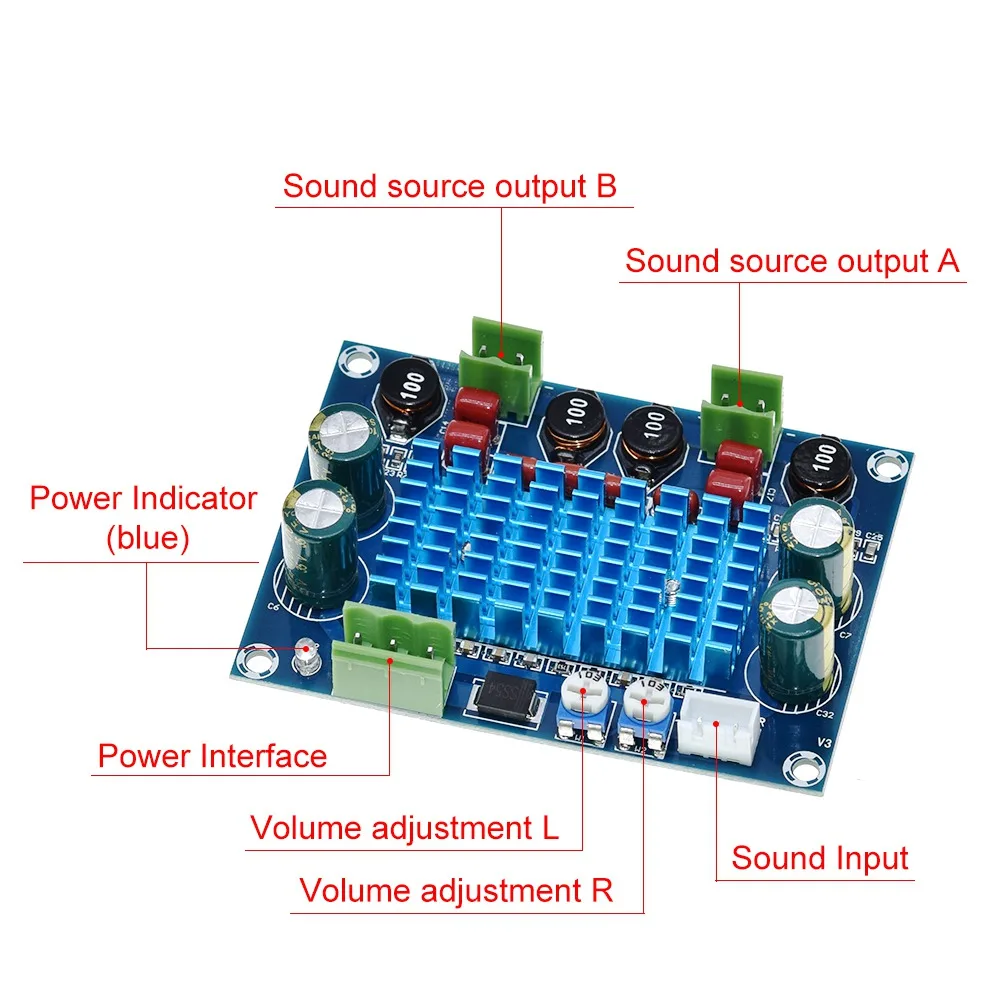 Плата цифрового усилителя мощности высокой HIFI 2*120 Вт XH-M572 TPA3116D2 специальный