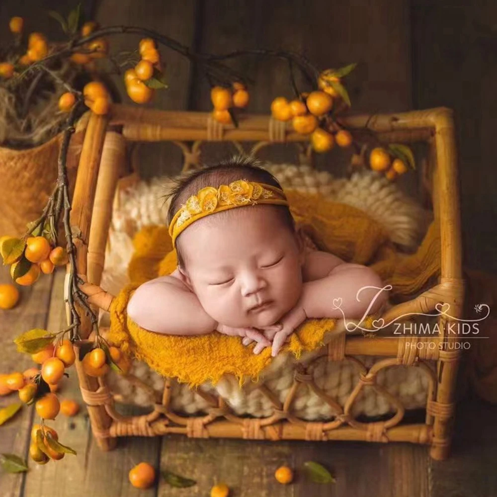 

Newborn Photography Props Wood Bed Baby Fotoshooting Rattan Posing Basket Fotografia Sitter Bed Baby Photography Accessories